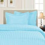 Elegant Comfort Luxury 2-Piece Striped Duvet Cover Set - Premium Hotel Quality Microfiber Silky-Soft Wrinkle Resistant Damask Stripe Duvet Cover Set, Twin/Twin XL, Aqua Blue