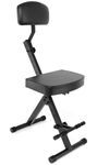 Pyle Drum Throne - Guitar Stool, Foldable & Portable Chair w/Backrest & Footrest, Adjustable Music Stool for Adults, Padded Cushioned Seat & Back