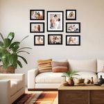 Amazon Brand - Solimo Wall Photo Frames Set of 8 | Plexi Glass | Frame for Home and Office Décor | Mixed Sizes - 5x5, 5x7, 8x10 inches (Black)