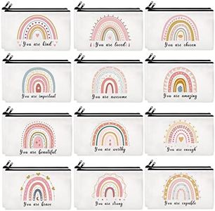 24 Pcs Rainbow Cosmetic Bags Motivational Quotes Makeup Bag Inspirational Makeup Pouch with Zipper Inspirational Gifts for Women Coin Purse for Teacher Graduation Birthday Party, as the pictures