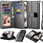 Njjex Wallet Case For Samsung Galaxy A10E, For 5.8" Galaxy A10e Case,[9 Card Slots] PU Leather ID Credit Holder Folio Flip [Detachable] Kickstand Magnetic Phone Cover & Lanyard For Samsung A10e -Black