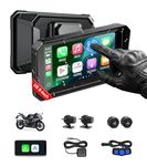 Aoocci U6 Motorcycle GPS Navigator with Dash Cam, 6 Inch IPS Touchscreen, Supports Android Auto, Dual 1080P Front & Rear Cameras, GPS with Offline Maps, TPMS Supported