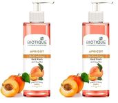 Biotique Apricot Refreshing Body Wash | Keeps Skin Fresh and Clean | Brightens Skin and Reducing Dark Spots | 100% Botanical Extracts | Suitable for All Skin Types | 200ml (Pack of 2)