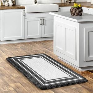 KIMDOE Kitchen Rugs Cushioned Anti Fatigue Kitchen Mat Non-Skid Waterproof Kitchen Runner Rug Ergonomic Comfort Foam Standing Mat for Kitchen Decor,Floors,Office,Laundry,Black