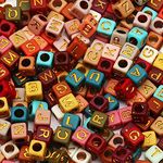 ToBeIT 1000pcs Letter Beads Acrylic Bead Alphabet Letter "A-Z" Cube Beads for Jewelry Making, Bracelets, Necklaces, Key Chains and Kids Jewelry（Gold Color-C）