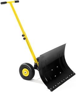 Snow Shovel with Wheels,29.1" W x 19.3" H Heavy Duty Snow Pusher for Driveway,Ergonomic Snow Pusher Shovel with Snow Removal Adjustable Angle & Height Handle for Driveway, Pavement