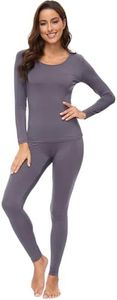WiWi Soft Underwear for Women Thermal Long Johns Sets Super Warm Base Layer Top Pants Pajamas Set Viscose from Bamboo S-3X, Dark Grey, Medium
