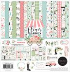 Carta Bella Paper Company Flower Garden Collection Kit Paper, Green, Blue, Pink, 12-x-12-Inch