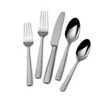 MIKASA 5204881 Oliver 65-Piece 18/10 Stainless Steel Flatware Set with Serveware, Service for 12, 18-10 Steel