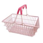 Mini Pink Shopping Basket for Little Girl, Toys Kids Shopping Cart Series, Portable Mini Kids Grocery Basket with Handles Table Storage Basket Decorative Ornaments for Storage Toys (Pink)