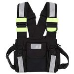 Yellow Reflective Chest Bands,Radio -talkie Reflective Vest with Adjustable Strap&Two Way Radio Carry Case,Chest Harness Front Pack for Tools,Safety Gear for Men&Women