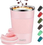 Travel Coffee Mug Spill Proof 12 oz (380ml), Insulated Coffee Mug with Leakproof Lid, Stainless Steel Vacuum Insulated Tumbler Thermal Coffee Cup for Hot and Cold Drinks -380ml,Pink