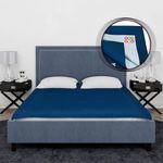 BeyBee Instadry Anti-Piling Fleece Extra Absorbent Quick Dry Sheet for New Born Babies Bed Protector Mattress Reusable Waterproof Baby Cot Sheet for Toddler Infant, XXL Size 260x200cm, Dark Sea Blue