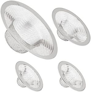 Juvale 4-Pack Stainless Steel Kitchen Sink Drain Strainer, Mesh Screen Drainer and Hair Catcher for Bathroom (4.3", 2.8" and 2.1")