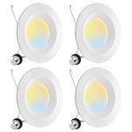 Bluex Bulbs 4 Pack 5CCT Retrofit LED 6 inch LED Recessed Lights - 14W 110-watt equivalent 1100 Lumens Dimmable - 5 Adjustable Colors Selectable 2700K/3000K/3500K/4000K/5000K - Ceiling LED Can Lights