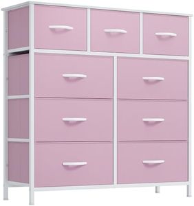 YITAHOME Dresser for Bedroom with 9 Drawers, Fabric Storage Dresser, Closet Dresser & Chest of Drawers for Living Room, Closets - Sturdy Steel Frame, Wooden Top & Easy Pull Fabric Bins(Pink)