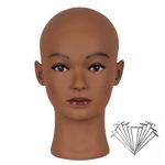 HAIRWAY Female Professional Cosmetology Training Mannequin - Bald Mannequin Head for Wigs Making and Display - With Free T-Pins (Brown)