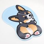 Ergonomic Mouse Pad with Gel Wrist Support 3D Funny Butt Anime Wrist Rest for Home & Office - Corgi Teal