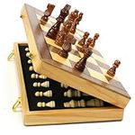 15.35 Inch Magnetic Wooden Chess Set, Exqline Large Chess Board Set with 2 Extra Queens, Handmade Portable Travel Folding Board Games, Beginner Tournament Chess Set for Kids and Adults