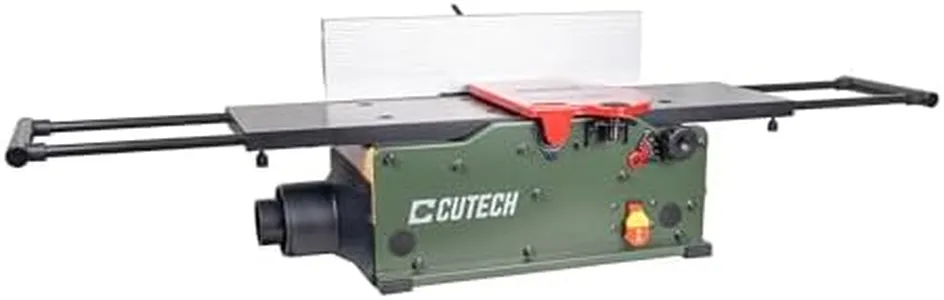 Cutech 40180HB 8-Inch Spiral Cutterhead Benchtop Jointer with teflon-Coated Aluminum Tables, 16 TC Inserts, 19-5/8” Aluminum Fence, and a 10-amp Motor (Rifle Green, 8 inch)
