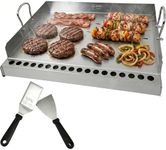 Universal Stainless Steel Flat Top Griddle Insert for Gas & Charcoal Grills – Nonstick, Even Heating & Easy Clean, Includes Turner & Scraper, Ideal for Outdoor BBQ, Tailgating & Camping, 23" x 16"