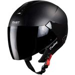 Steelbird SB-33 7Wings Gust Dashing ISI Certified Open Face Helmet (Large 600 MM, Dashing Black with Smoke Visor)