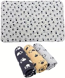 JZK 3X 100cm x 70cm/40 "x 28" Beige Gris Negro Grande Lavable Suave Manta Polar cálida para Perro Gato Mascota Cama