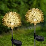 Solar Lights Outdoor -2 Pack Solar Garden Pathway Lights Waterproof, Solar Outdoor Lights Auto ON/Off Landscape Lighting for Garden, Patio, Backyard, Warmwhite