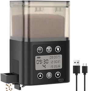 Smart Automatic Fish Feeder for Aquarium - [2025 Upgraded] 320ml Large Capacity & USB Rechargeable Fish Feeder Automatic Dispenser with LCD Display, Programmable Timer for Frequency & Portion Control