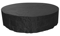 Woodside Black 8-10 Seater Round Waterproof Outdoor Garden Patio Furniture Set Cover Heavy Duty 600D Material 0.8m x 3.22m / 2.6ft x 10.5ft 5 YEAR GUARANTEE