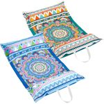 WERNNSAI Floating Bed for Adults – 2 Pieces Floating Fabric Beach Lounger Bohemian Style Inflatable Hammock 4-in-1 Saddle Armchair Hammock Drifter for Pool Beach Party (Green & Blue)