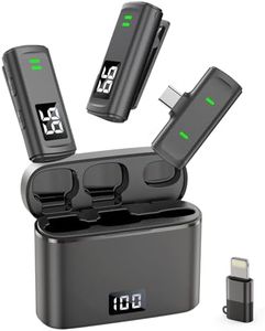 TXTUNE Wireless Microphone for iPhone 15 16, Android, iPad, Lavalier Mini Mic for Video Recording Vlogging Tiktok, USB C Phone Microphone with Noise Reduction, 35H Charging Case, 75FT Transmission