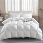 Wellos Twin Size Luxury 100% Organic Cotton All Season Feather Down Fiber Comforter - High Fill-Power Medium Warmth Duvet Insert - 8 Corner Tabs + 3D Baffle Box (68x90, White)