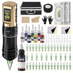 Solong Tattoo Kit Wireless Tattoo Machine with 7 Adjustable Stroke Tattoo Gun Kit for Beginners 40PCS Cartridges Needles Gold SLE96EN01SUK-9