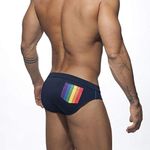 Mens Swimsuit Briefs Padded Swimwear Male Sexy Swimming Bikini Board Beach Surfing Swim Trunks (Dark Blue,Tag XXL (US XL))