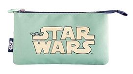 Grupo Erik Star Wars The Mandalorian Pencil Case | 3 Compartments Kids Pencil Case | Triple Pocket Pencil Case | Cosmetic Case | Large Pencil Case | Mandalorian Gifts