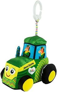 Lamaze John Deere Tractor Car Seat and Stroller Toy - Soft Baby Hanging Toys - Baby Crinkle Toys with High Contrast Colors - Baby Travel Toys Ages 0 Months and Up