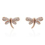 Meissa Animals Earrings Dragonfly Stud Earrings Sterling Silver Stud Earrings with Cubic Zirconia Opal Pearl Cute Animals Stud Hoop Gifts for Women Teen Girl (Rose Gold)