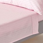 HOMESCAPES Pink Pure Egyptian Cotton Flat Sheet Double 330 TC 500 Thread Count Equivalent Satin Stripe Bed Sheet