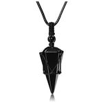 CrystalTears Black Obsidian Healing Crystal Necklace Wrapped Quartz Crystals Stone Point Gemstone Pendant Necklace Natural Spiritual Jewelry Crystal Gift for Men Him Boyfriend Husband Valentines Day