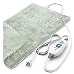 Pure Enrichment® PureRelief® XL Heating Pad - 12" x 24" Electric Heating Pad for Back Pain & Cramps, 6 Heat Settings, FSA/HSA Eligible, Soft Machine Wash Fabric, Auto-Off & Moist Heat (Zen Green)