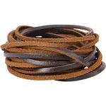 GORGECRAFT 5m x 3mm Genuine Leather Rope Flat Leather Cord 2mm Thick Cowhide Strings Braiding Thread for Bracelets Necklace Jewelry Making Keychains Boot Lace Workshop DIY Crafts, Saddle Brown