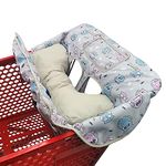 Soft Pillow Attached 2-in-1 Shopping Cart and High Chair Cover for Baby~Padded~Fold'n Roll Style~Portable with Free Carry Bag (Gray Owl)