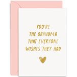 Old English Co. Cute Birthday Card for Grandma - 'You're The Grandma Everyone Wishes They Had' Heartfelt Birthday Card for Her From Grandson, Granddaughter, Grandchildren | Blank Inside Envelope