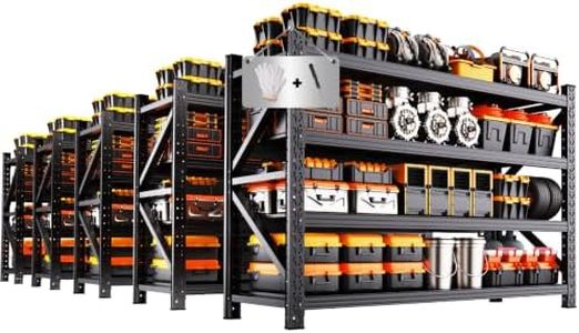 79"W Garage Shelving Heavy Duty Metal Storage Shelves, 4-Tier Garage Storage Shelves, Adjustable Industrial Shelving, Easy Assembly Garage Shelf Rack, Shelves for Garage Storage, Warehouse, 5 Pack