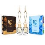 AIRGANIC Aroma Swing Combo Offer : Oud Wonder & Snow Smog |Aroma with Essential Oils in Glass Bottle with Wooden Diffuser Lid|Car Freshners| Car Hanging Accessories| Car Accessories Interior