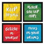 ArtX Paper Motivational Wall Frames Quotes Wall Art Painting, Framed Paintings For Home Office Decor, 20 X 20 inches (Combined), 10.0 X 10.0 each, Abstract, Multicolor, Set of 4