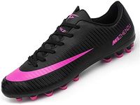 BOTEMAN Unisex Adult Breathable Soccer Trainers Cleats Professional Football Shoes, Black, 5 UK