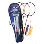 M.Y Family Badminton Set with Net 4 Player Badminton Rackets for Garden Park or Beach