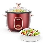 Macook Rice Cooker (4Cups, 1Litre), Rice Cooker Small, High-Temperature Protection Mini Rice Cooker, One Touch Operation Perfect to Cook Rice, Meat, Noodles or Soup